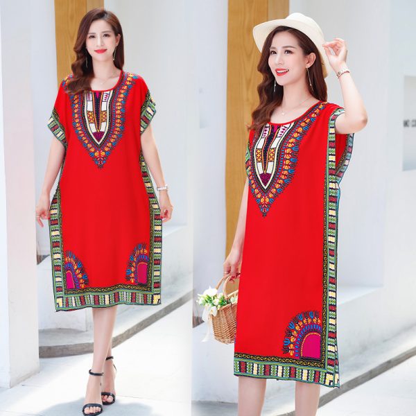 Second image of Summer Cotton Silk Loose Plus-Size Dress