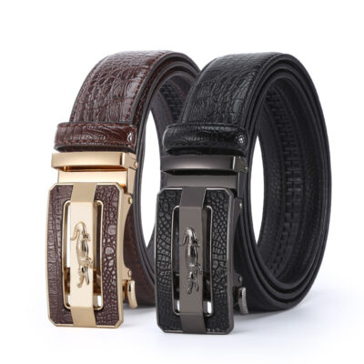 Mens Crocodile Pattern Automatic Buckle Belt