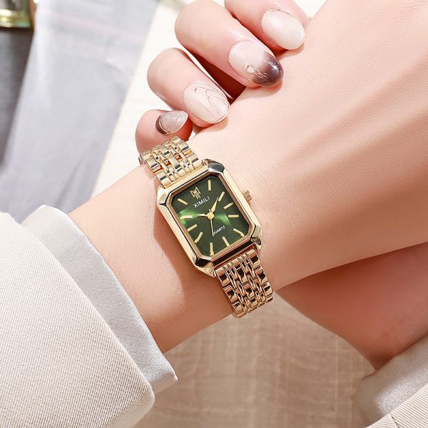 Second image of Womens Gold Square Steel Band Watch