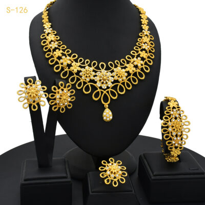 four-piece necklace earrings bracelet ring jewelry set