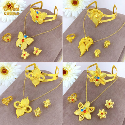 Filigree ancient gold plated jewelry set