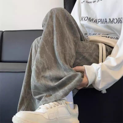 men’s straight-leg loose wide-leg trousers.