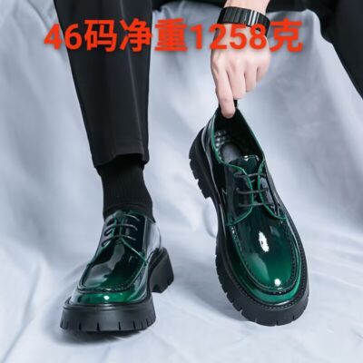 Leather Shiny Casual Block Heel