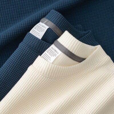 Waffle Crew Neck Short Sleeve Back Bag Collar Men’s Top