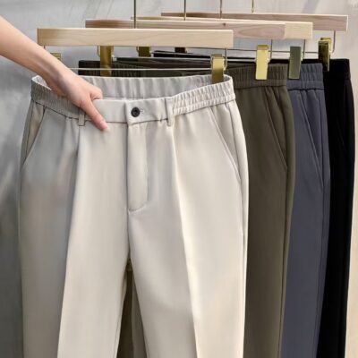 Men’s Trousers Simple Black Fall Winter Suit Pants