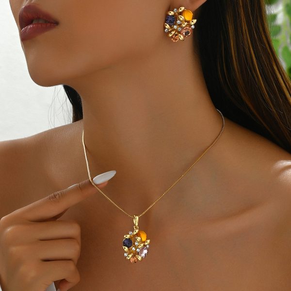 Geometric  long necklace jewelry set
