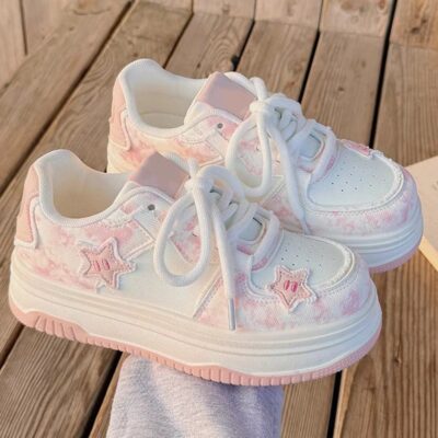 Girls Lightweight Pink Sneakers