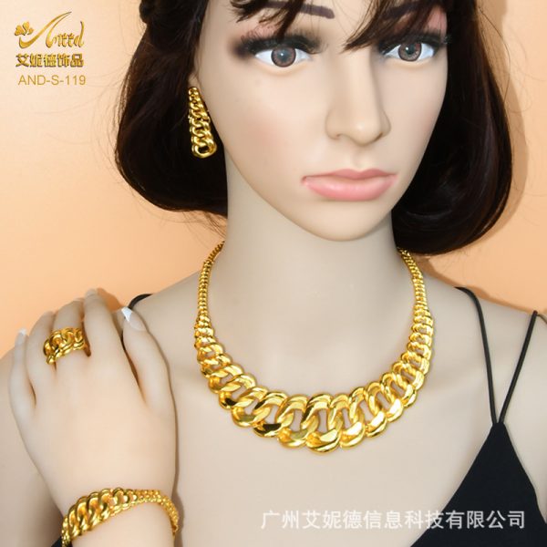 Second image of Dubai Bridal Jewelry Necklace Bracelet Earrings Ring  Set