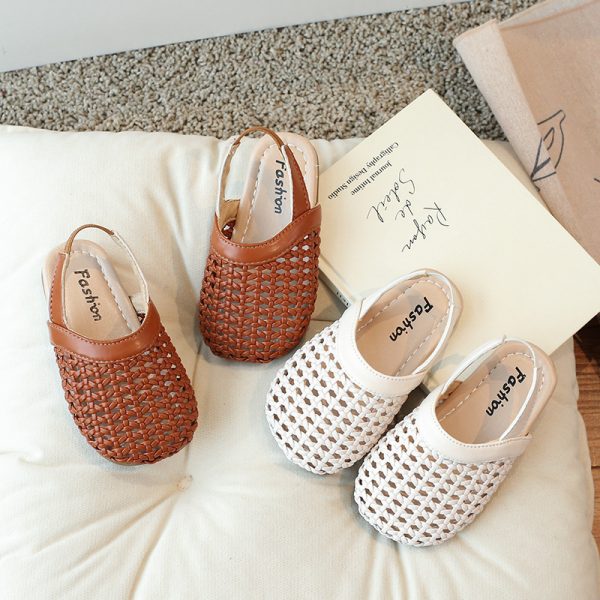 Second image of Girls Summer Knitted Hollow Roman Sandals