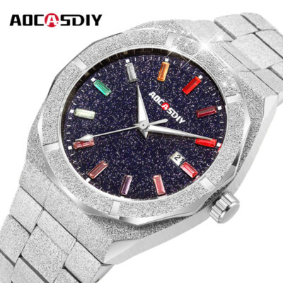 AOCASDIY watches men’s luxury full diamond starry sky quartz watch