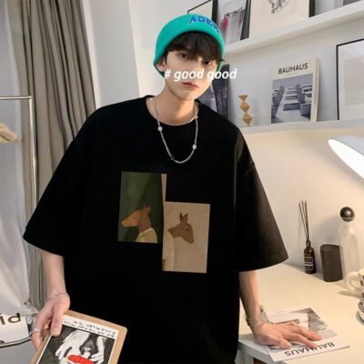 T-shirt men’s new cotton cartoon print…