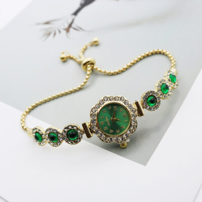 Womens Bracelet Quartz Watch with Color Diamonds