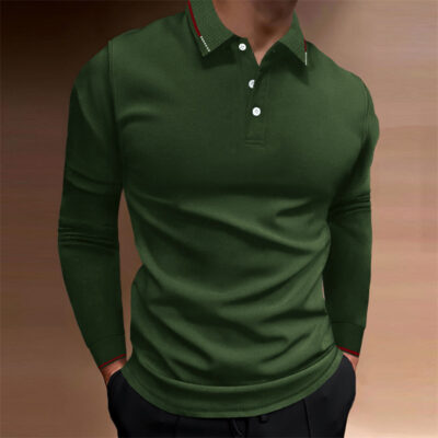 fashion jacquard long sleeve POLO for men