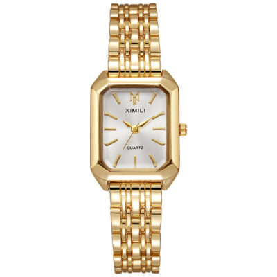 Womens Gold Square Steel Band Watch