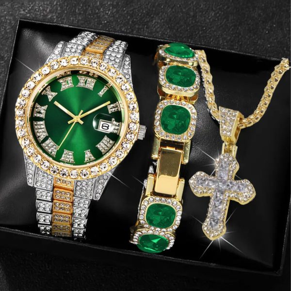 Second image of British  cube bracelet cross necklace men set