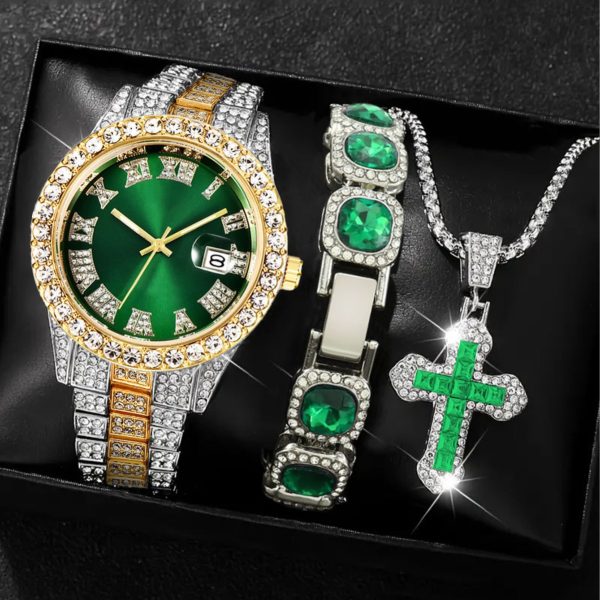 British  cube bracelet cross necklace men set