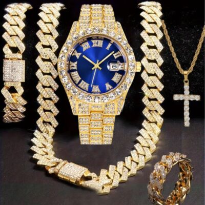 Five Piece Set Diamond Cuban Chain