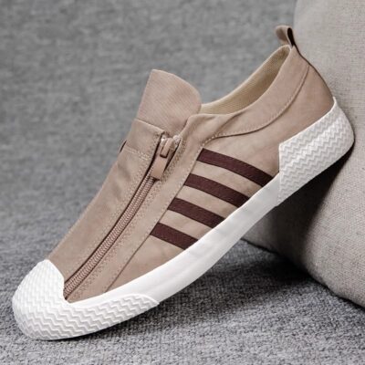 zipper canvas sneakers