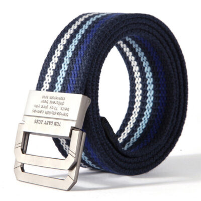 Mens Canvas Double Loop Buckle Belt