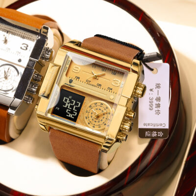double display fashion waterproof quartz watch