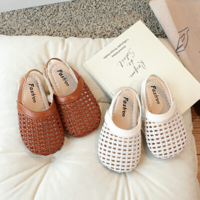 Girls Summer Knitted Hollow Roman Sandals