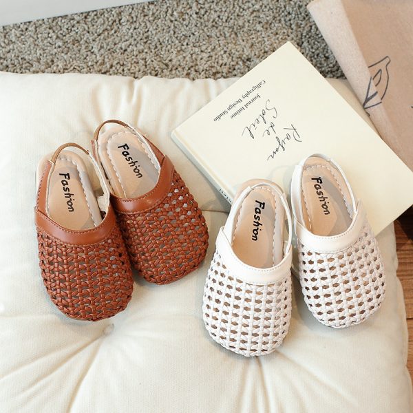 Girls Summer Knitted Hollow Roman Sandals