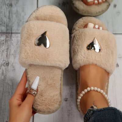 Heart-shaped fashion flat women’s slippers