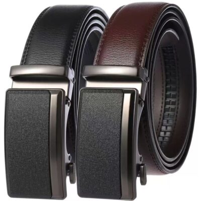 Mens Frosted Leather Automatic Buckle Belt