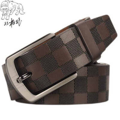 Mens Classic Leather Pin Buckle Belt