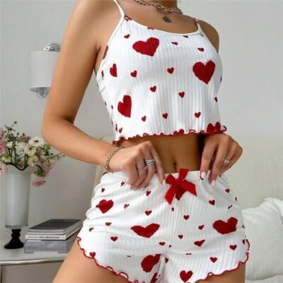 love print  sweet suspender shorts