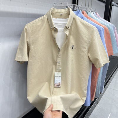 business casual embroidery craft cotton men’s shirt