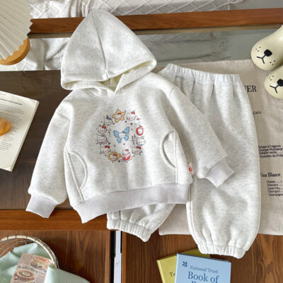 children’s fleece thickened and warm two-piece set