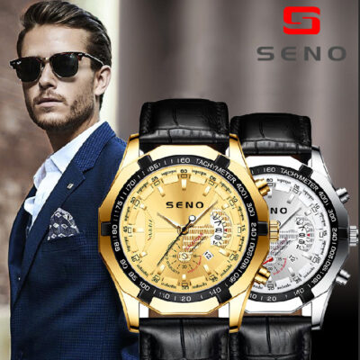 men’s skeleton quartz watch