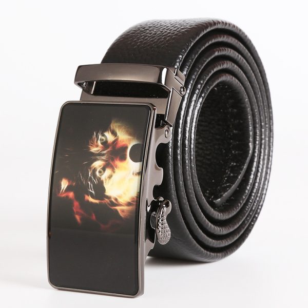 Second image of Men's leather automatic buckle trouser belt