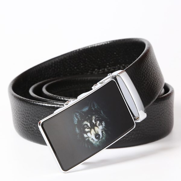 Men's leather automatic buckle trouser belt