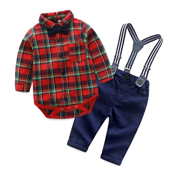 Detachable Bib Pants Christmas Baby Clothes