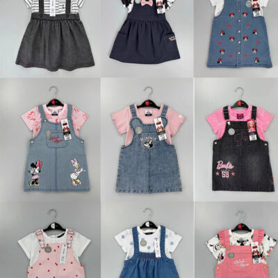Girls Denim Bib Cube Pants