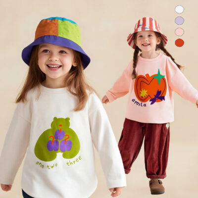 T-shirt cartoon print crew neck