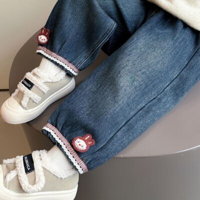 children’s cartoon fleece jeans