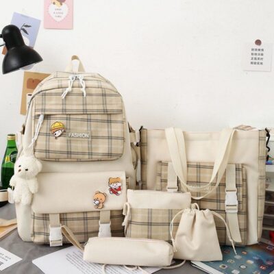 Cute plaid schoolbag for elementary school students