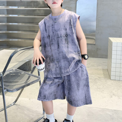 boys sleeveless vest shorts t-shirt