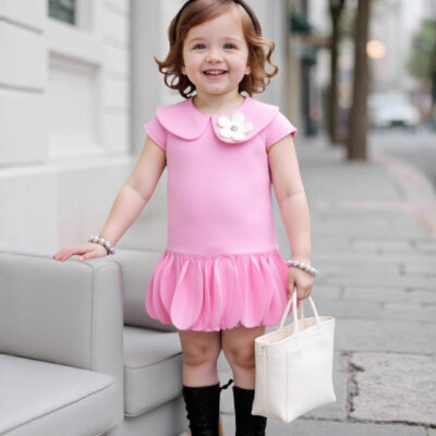 Girls’ puff sleeve princess dresses