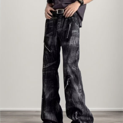 Men’s multi-zip tie-dye jeans