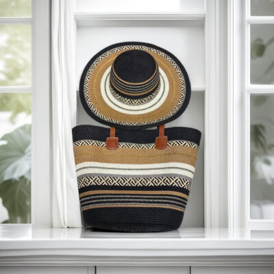 color-blocking handmade bag