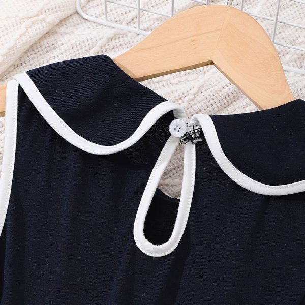 Second image of Girls Lapel Sleeveless Semi Open Style Dress