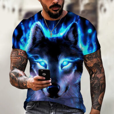 wolf short-sleeved T-shirt fashion
