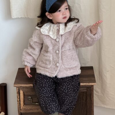 Baby jacket girls’ thickened floral pants set