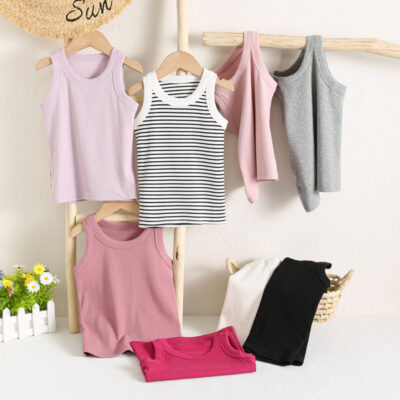 Children’s cotton vests, boys and girls wear sleeveless tops