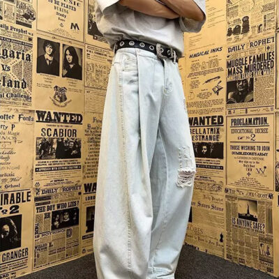 Men’s design street light blue jeans