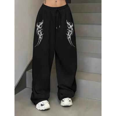 Graphic sweatpants with a drawstring stretch